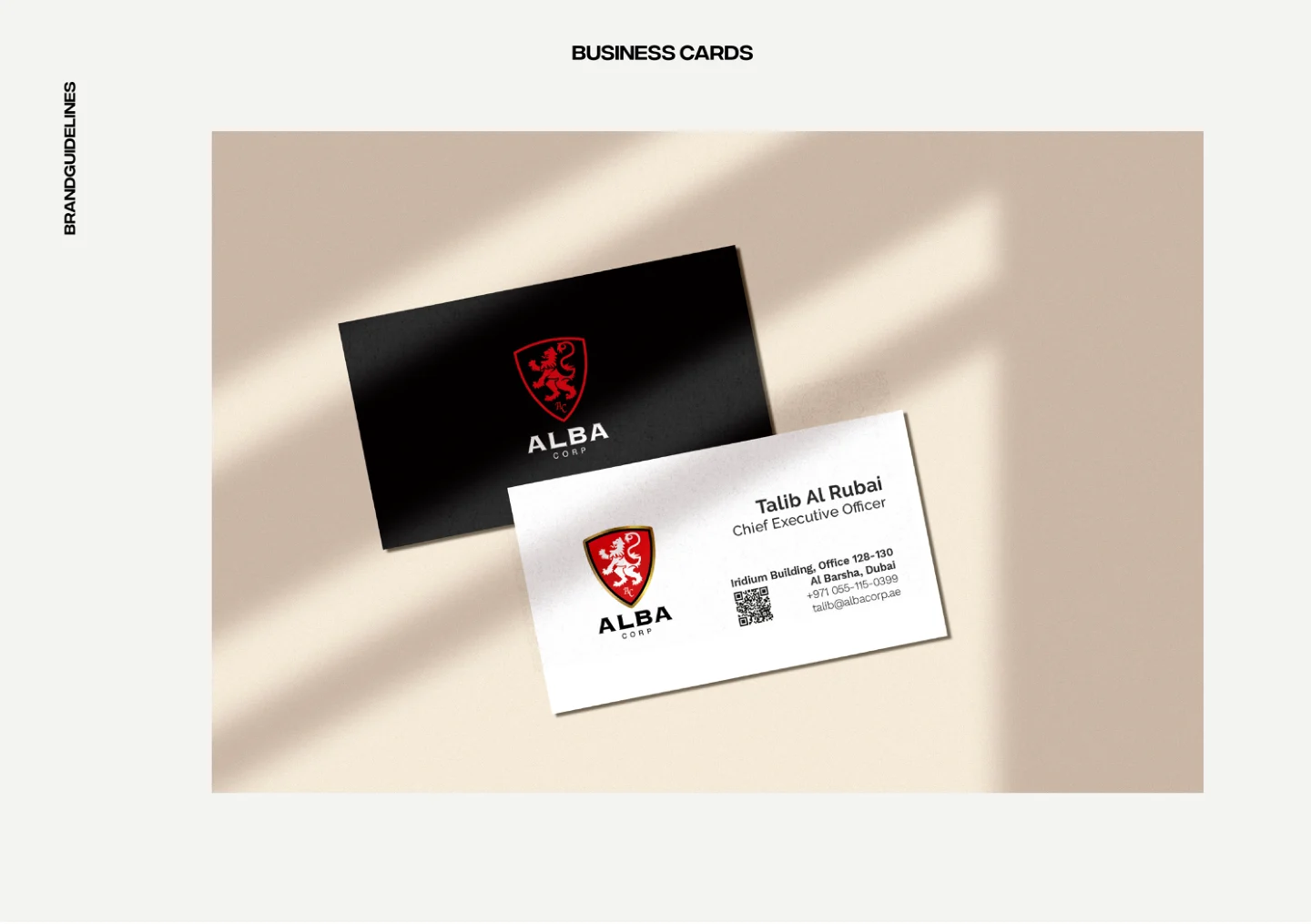 Alba Cars brand guidelines: Business card applications