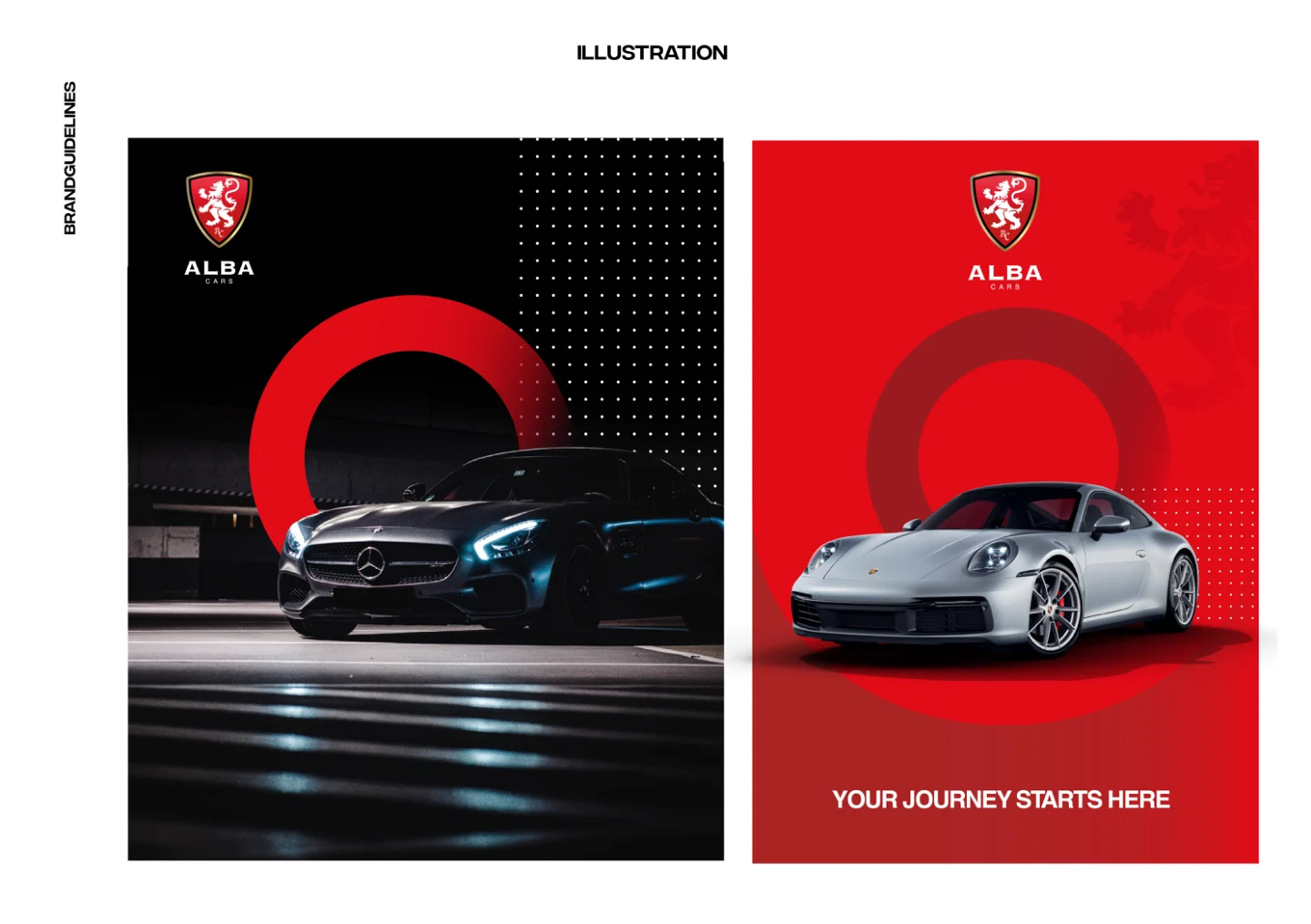 Alba Cars brand guidelines: Campaign layouts